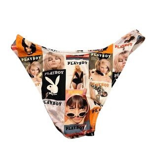 PLAYBOY Multi‑Color Vintage Cover Print Bikini Bottom